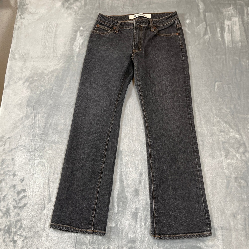 Gap Womens 4A Boot Cut Stretch Jeans Charcoal Grey Dark Wash Denim Mid Rise